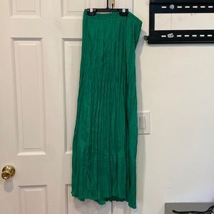 Aqua green pleated floor length skirt
